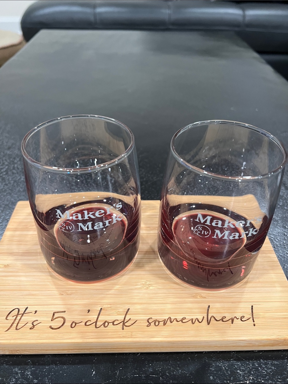 Maker’s Mark set of 2 Clear Glass with Red Bottom Tumblers